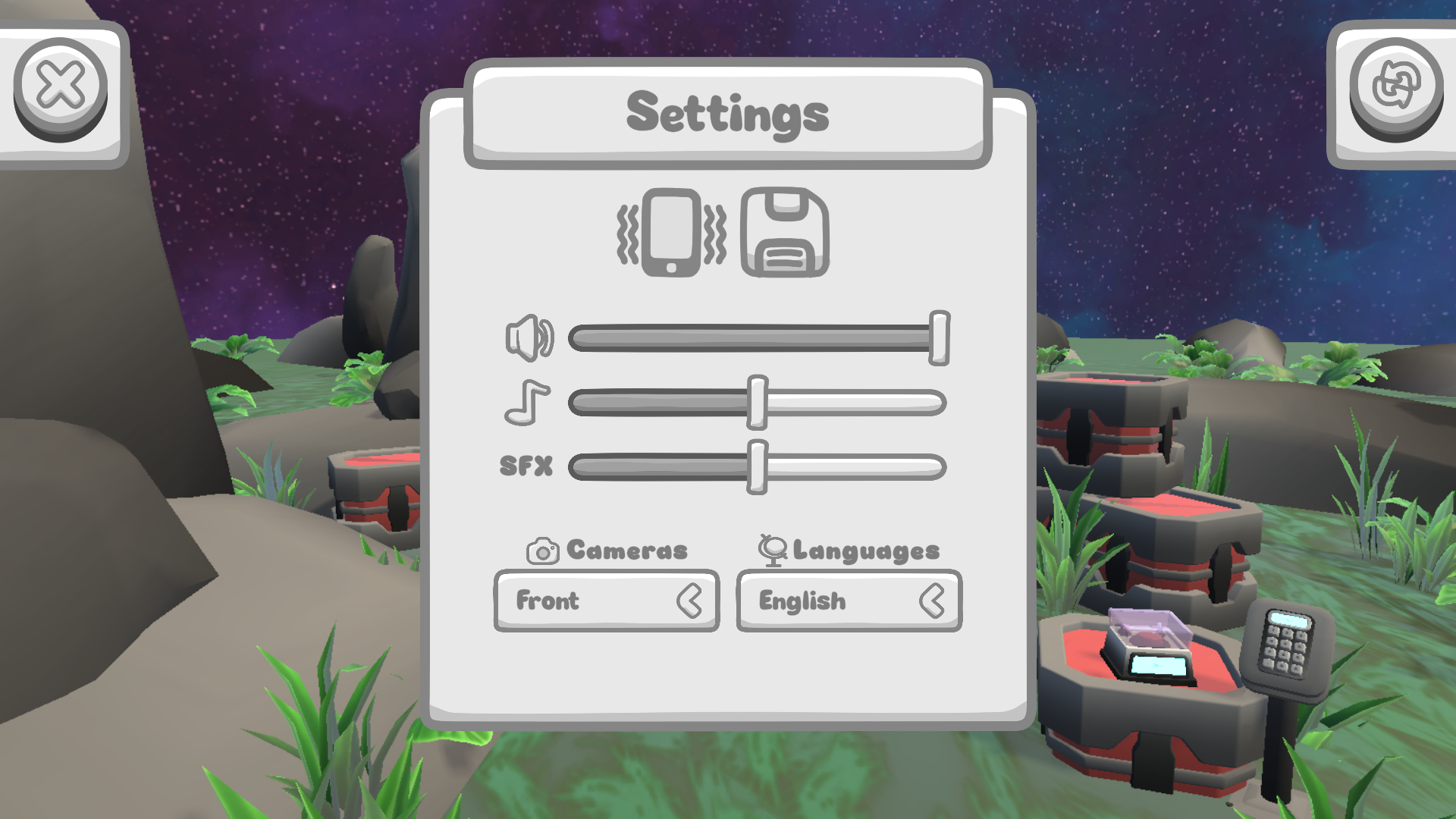 settings screen render